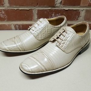 LIBERTY Zeno Genuine Leather Oxford Crocodile Dress Shoes- “Ivory”